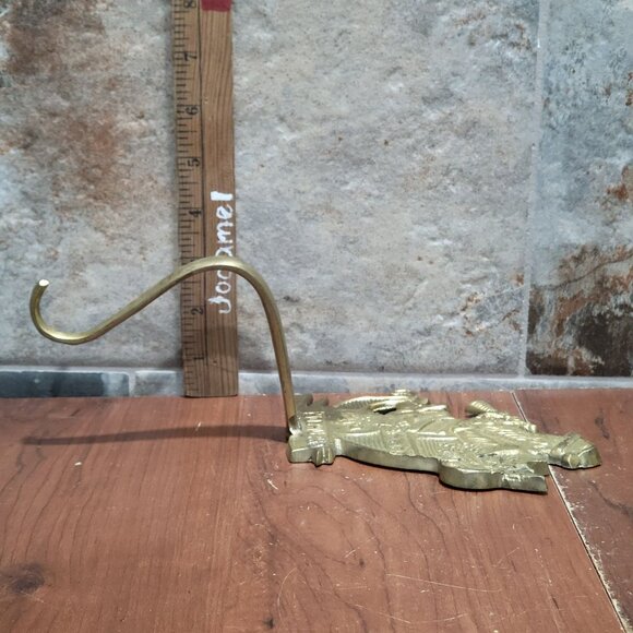 Brass Ho Ho Ho Christmas Santa Claus Sleigh Stocking Holder Hanger  Set of 2 - Picture 10 of 10